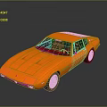 Orange Vintage Sports Car With Black Roof And Sleek Reflective Surface