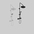 Modern Shower Sauna System With Handheld Fixed Showerheads Adjustable Rail And Control Knob