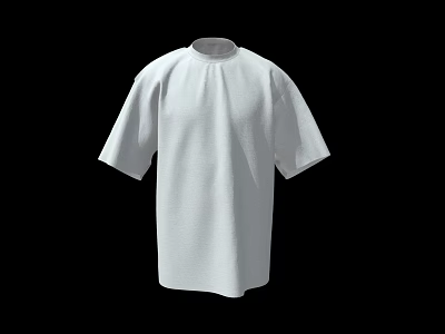 White High Neck Short Sleeve T-shirt With Solid Color Design On Black Background 3d model
