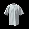 White High Neck Short Sleeve T-shirt With Solid Color Design On Black Background
