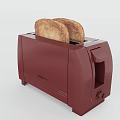Stylish Red Electric Toaster Kitchen Appliance With Two Slices Of Toast On Top