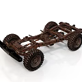 Detailed Car Chassis Model Showcasing Structural Components And Wheel Design Details 3d model