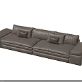 Modern Light Brown Leather Sectional Sofa With Soft Cushions And Armrests 3d model