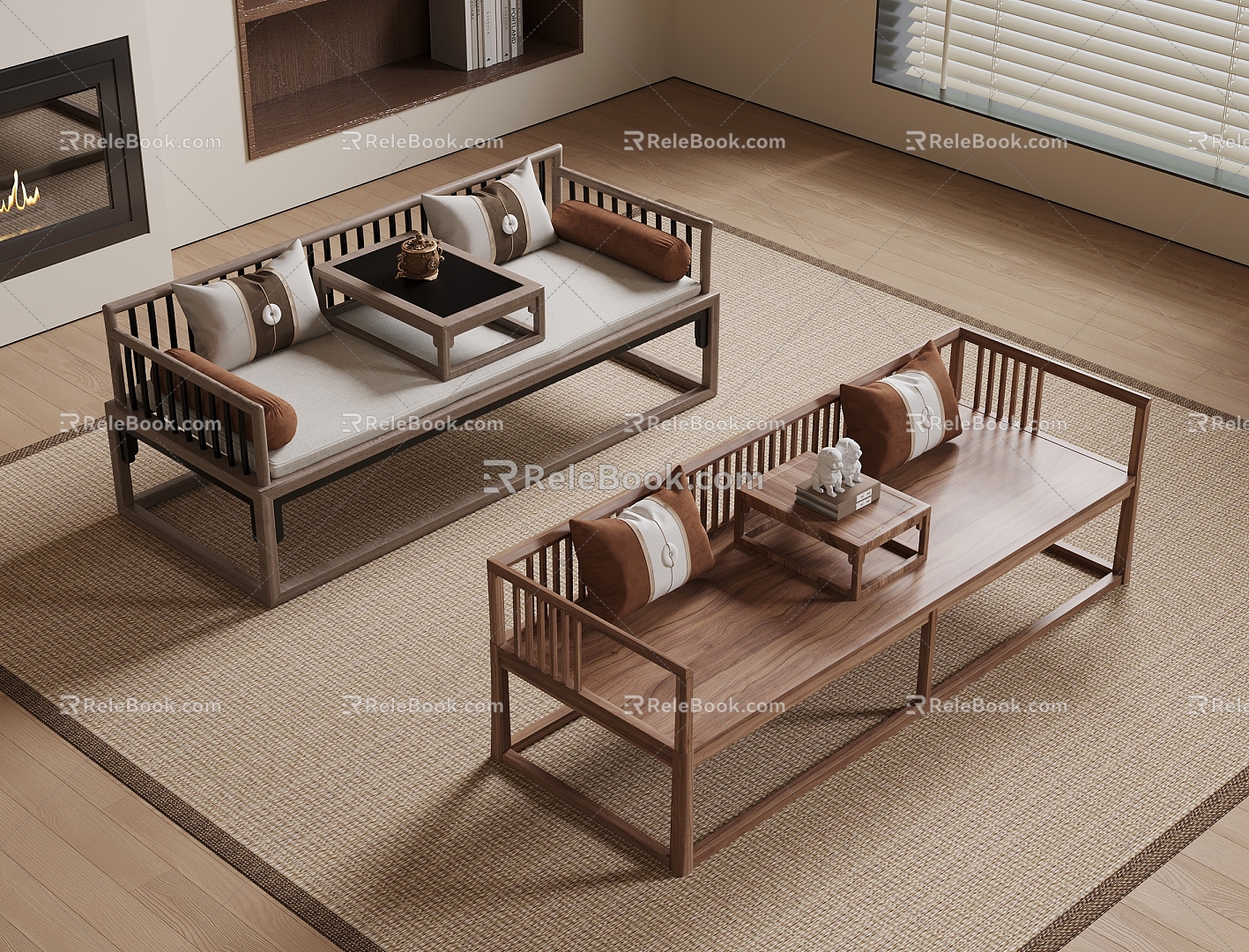 New Chinese Luohan Bed Luohan Collapse 3d model