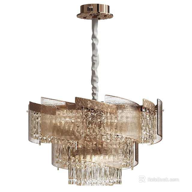 Modern Crystal Chandelier With Layered Glass Design For Elegant Interior Decor 3d model 