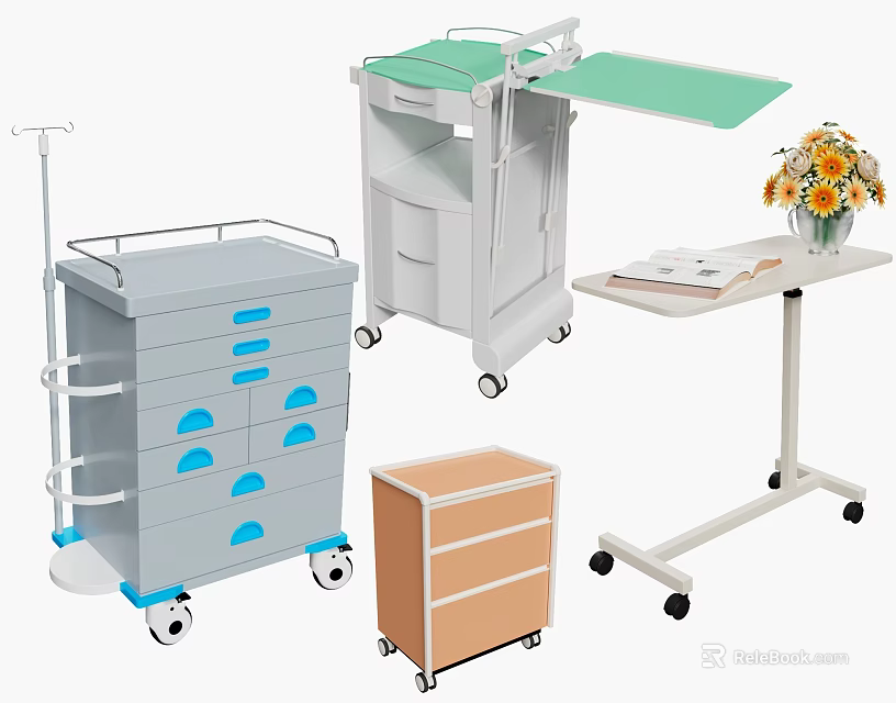 Practical Medical Carts And Storage Cabinets With Drawers Wheels For Hospital Use 3d model 