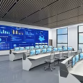 Modern monitoring room Command center Monitoring center Dispatching center 3d model