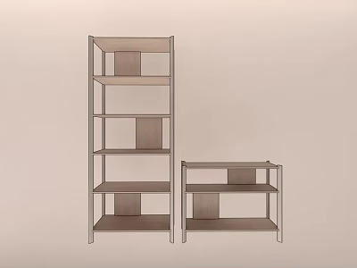 Modern Wooden Shelving Units with Open Design Multiple Shelves Tall and Short for Home Storage 3d model