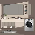Modern Minimalist Bathroom Cabinet With Mirror Sink Faucet And Washing Machine