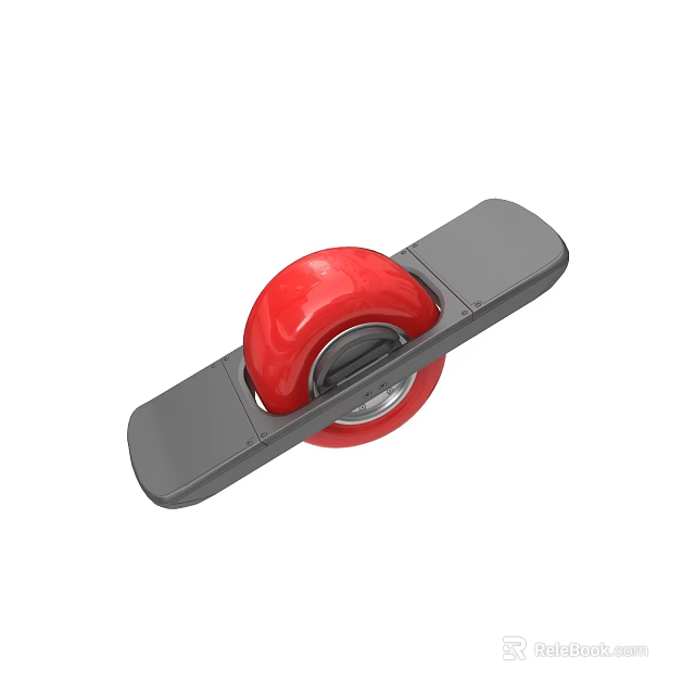 Durable Industrial Caster Wheel With Red Rubber Tire And Gray Mounting Plate 3d model 
