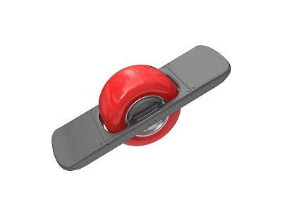 Durable Industrial Caster Wheel With Red Rubber Tire And Gray Mounting Plate 3d model