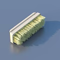 Household Cleaning Brush With Yellow Bristles And Wooden Handle For Home Use