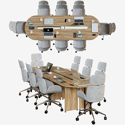 Modern Meeting Table and Chair Office Desk and Chair 3d model