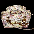 Elegant Floral Pattern Handbag Featuring Top Handle Shoulder Strap And Metal Decorations