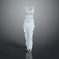 Elegant White Sleeveless Dress With Ruffled Waist And Layered Hem Design