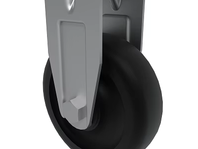 Sturdy Caster Wheel With Metal Bracket And Black Rubber Tire For Industrial Use 3d model