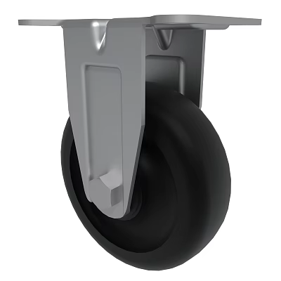Sturdy Caster Wheel With Metal Bracket And Black Rubber Tire For Industrial Use 3d model