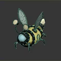 Cute Yellow Green Bee Figure With Striped Body Green Wings And Antennae