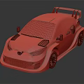 Sporty Red White Black Racing Car With Rear Spoiler Sponsor Logos And Aerodynamic Design