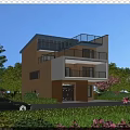 Modern Detached Villa With Balcony Large Windows Outdoor Greenery And Scenic Landscaped Garden