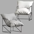 Modern Leisure Chair With Red Cushion And Black Metal Frame Design