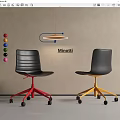 Modern Office Chairs with Black Backrest Red Yellow Base and Rolling Wheels 3d model