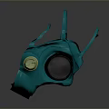 Teal Colored Gas Mask Protective Weapon With Black Components And Yellow Filter Design