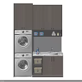 Modern Bathroom Cabinetry With Washing Machine Sink Shelves And Storage Space