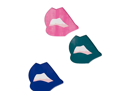 Vibrant Lips Shaped Wall Decor in Pink Green Blue for Modern Interior Design 3d model