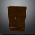 Wooden Double Door Cabinet With Silver Handles And Base Trim Design