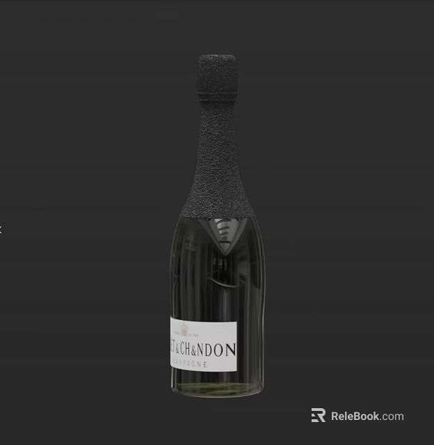 Elegant Wine Bottle And Wine Glass Display With Premium Design On Dark Background 3d model 