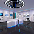 Modern Intelligent System Exhibition Center Interior With Digital Display And Tech Elements 3d model