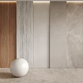 Wall Components Featuring Various Textures And Tones Wooden Gray Beige Marble With White Sphere Decor