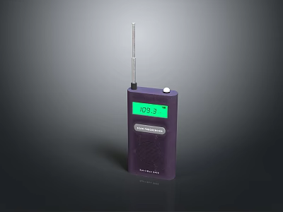 Purple Computer Handheld Device Featuring Digital Display Antenna And Top Button 3d model