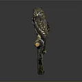Majestic Brown Owl Perched On Wooden Branch With Natural Feathers