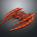 Futuristic Red Spaceship with Sharp Wings in Cosmic Aerospace Design Concept