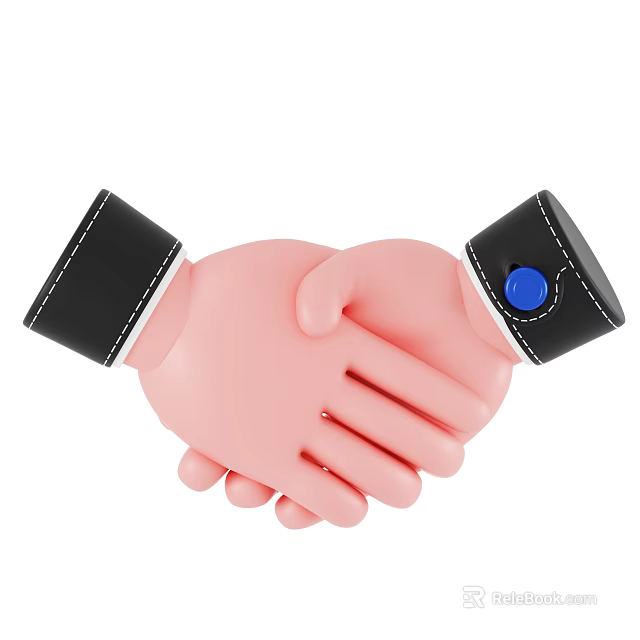 Stylish Decorative Ornament Set With Handshake Hands Black Wristbands And Blue Buttons 3d model 