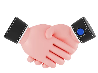 Stylish Decorative Ornament Set With Handshake Hands Black Wristbands And Blue Buttons 3d model