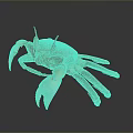 Brown Crab with Large Claws and Long Legs Isolated on Dark Background 3d model