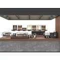 Modern Café Counter Interior With Coffee Machines Display Shelves And Decorative Posters
