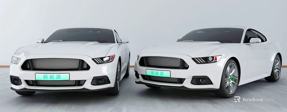 White Modern Electric Cars With Sleek Design And New Energy License Plate 3d model 