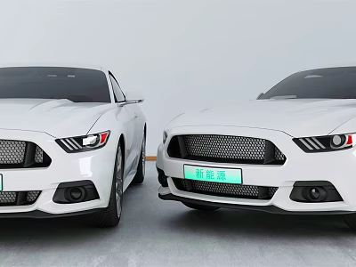 White Modern Electric Cars With Sleek Design And New Energy License Plate 3d model