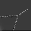 Silver Chain Crossed On Dark Blue Background With Link Structure And Small Loop 3d model