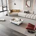 Sofa Coffee Table Combination Module Combination Sofa Coffee Table Single Person Leisure Chair Sofa Background Wall Floor Lamp Carpet Side Table Jewelry Ornaments 3d model
