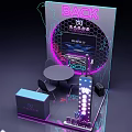 Neon Light Art Experience Hall Photo Spot with Tape Installation and Guitar