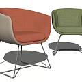 Orange and Green Upholstered Accent Chairs with Modern Metal Frame Design