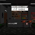 Shopping Mall Store With Multiple Pool Tables Bright Interior Blue Light Strips And Large Windows