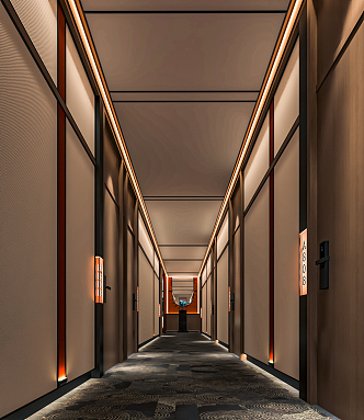 New Chinese Aisle Hotel Aisle Hotel Corridor Aisle Entrance Hotel Front Office Landscape Sparch 3d model