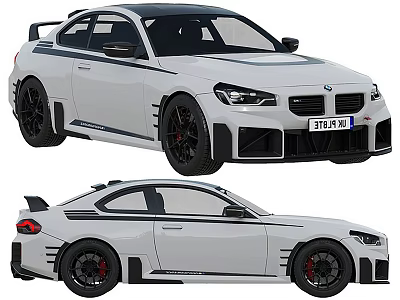 White BMW Sports Car with Black Rims Rear Spoiler and Aerodynamic Body Design 3d model