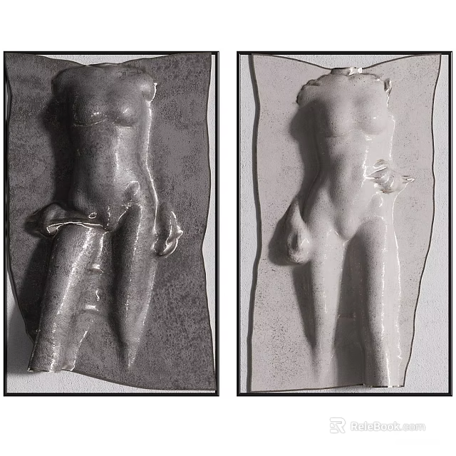 Abstract Painting Featuring Human Figure Sculptural Form With Textured Surface And Light Dark Tones 3d model 